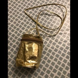 Gold Leather Retro  “Disco” Inspired Evening Crossbody Purse